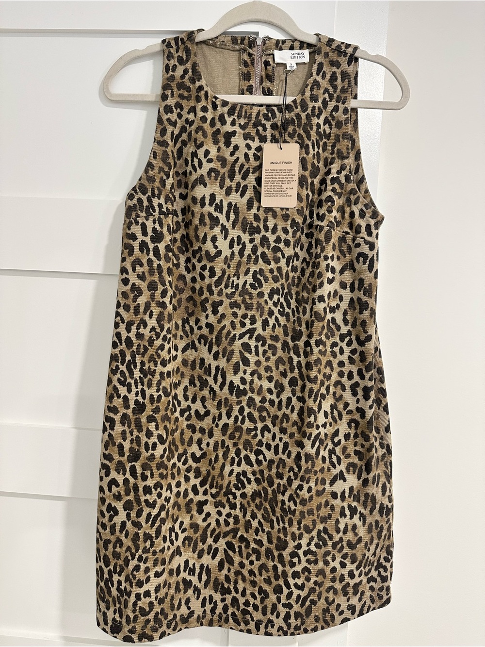 Leopard Print Denim Shift Dress - Tan/Black by Sunday Edition - NWT